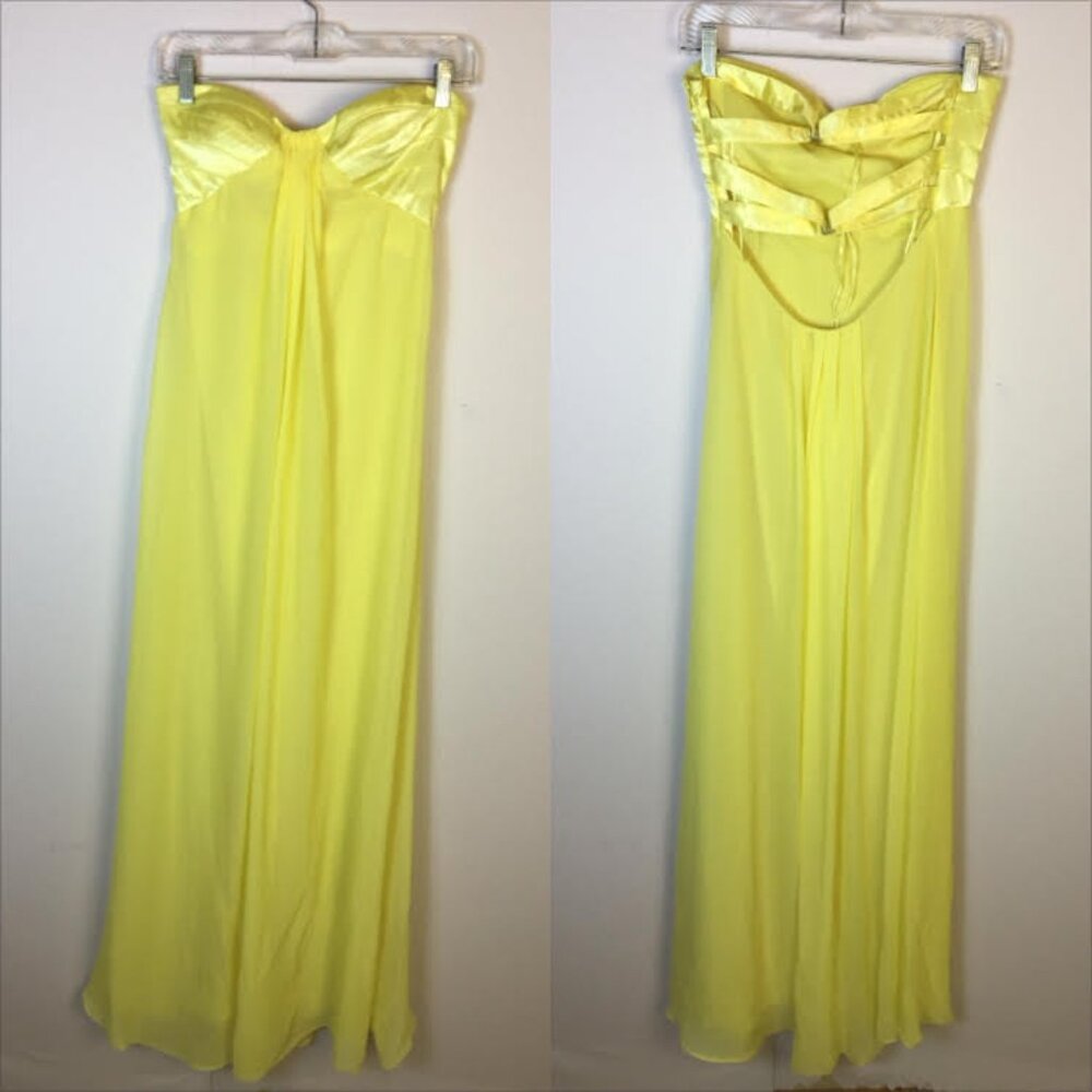 Adrianna Papell Hailey Strapless Maxi Dress Size 5/6 Womans Yellow Empire Waist